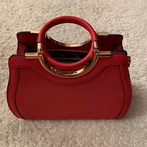 Red purse with wallet